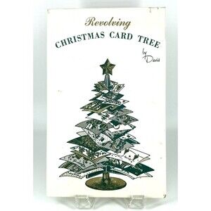 VTG Revolving Christmas Tree Card Holder by Davis Brooklyn NY USA Box Kitschy